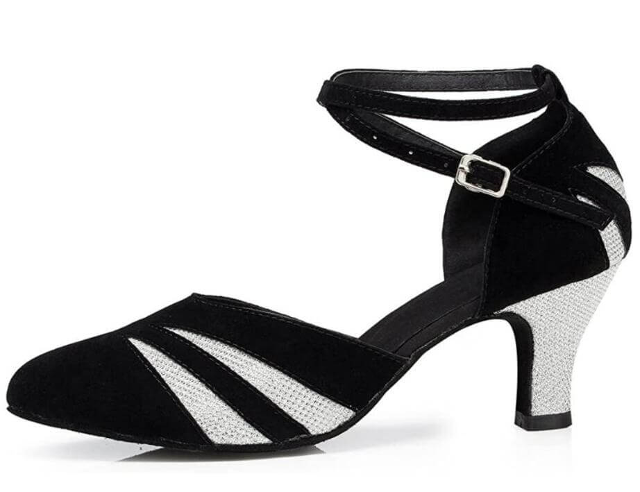 Black Velvet Ballroom Dancing Shoes Latin Closed Toe Dance Shoes