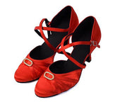 Red Ballroom Closed Toe Dancing Shoes Latin Salsa Dance Shoes