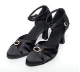 Black Satin Closed Toe Ballroom Dance Shoes Latin Salsa Dancing Shoes
