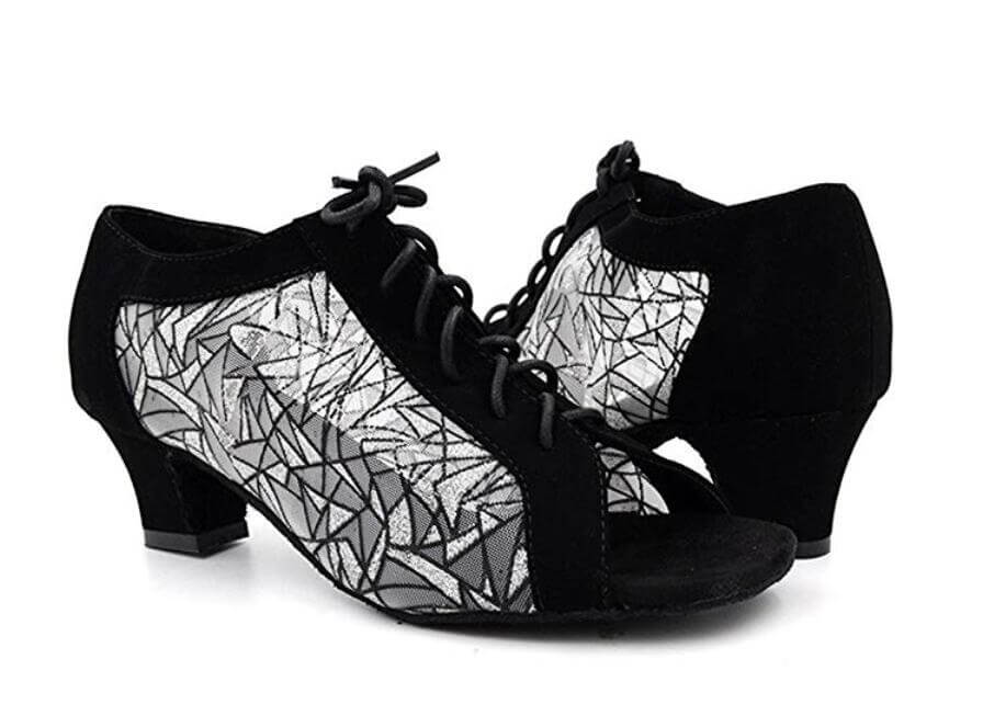 Black Suede Ballroom Cuban Heel Dance Shoes Latin Salsa Dancing Shoes