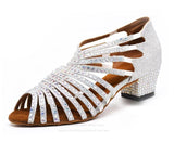 Silver Diamond Ballroom Latin Salsa Wedding Dance Shoes 1.5inch Cuban Heels