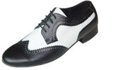 Men Black and White Leather Ballroom Shoes Latin Salsa Dance Shoes