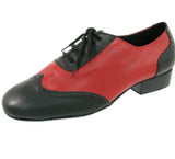 Men Black and Red Leather Ballroom Shoes Latin Salsa Dance Shoes