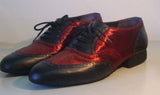 Men Black Leather with Red Glitter Ballroom Dance Shoes Latin Salsa Shoes