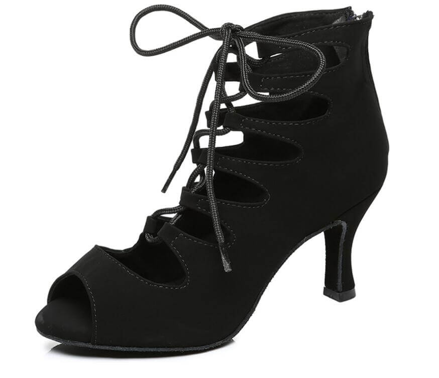 Black Suede Dance Boots Salsa Social Dance Shoes