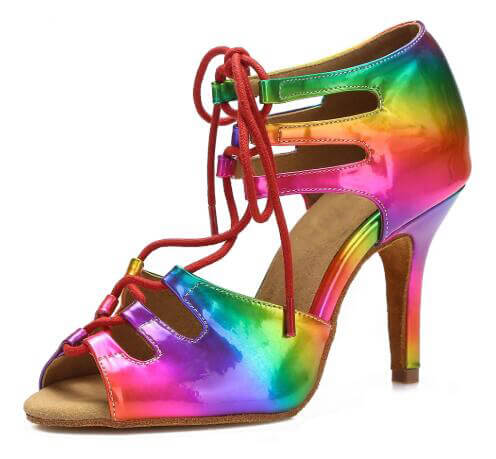 Rainbow Ballroom Dance Shoes Latin Salsa Strappy Dance Shoes