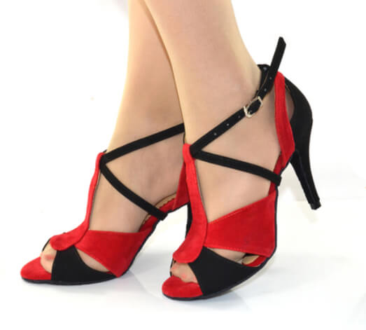 Red and Black Suede Ballroom Dance Shoes Latin Salsa Dance Shoes