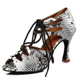 Snakeskin Print Ballroom Dancing Shoes Latin Salsa Dance Heels