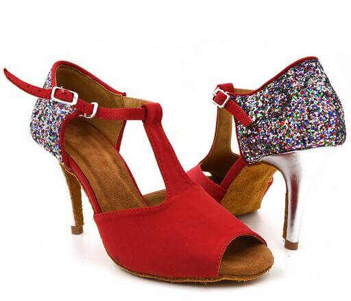 Red Suede Ballroom Shoes Latin Salsa Dancing Shoes