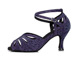 Dark Purple Sparkle Ballroom Dance Shoes Latin Salsa Dance Shoes