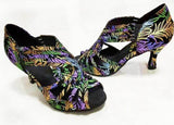 Flower Print Ballroom Dance Shoes Latin Salsa Dancing Heels