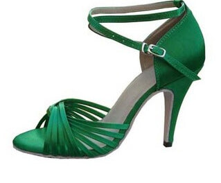 Green Satin Ballroom Dance Shoes Latin Salsa Dance Sandals