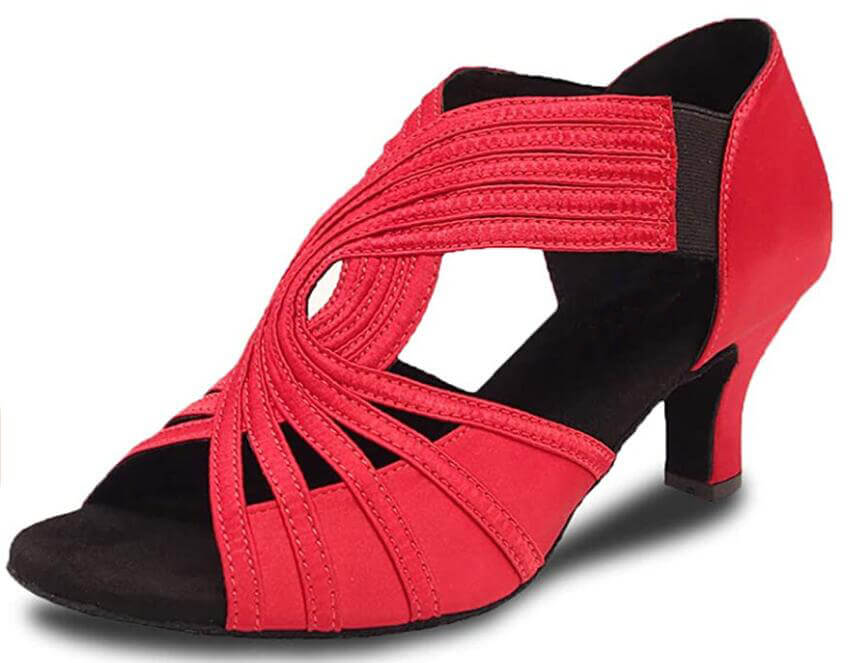 Red Satin Ballroom Latin Dance Shoes Salsa Shoes Online