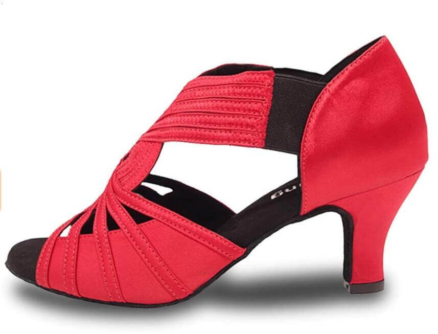 Red Satin Ballroom Latin Dance Shoes Salsa Shoes Online