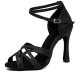 Black Sparkle Salsa Ballroom Dance Shoes Latin Bachata Dance Shoes