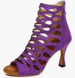 Purple Suede Dance Boots Salsa Bachata Latin Dance High Heels