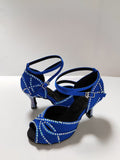 Blue Rhinestone Ballroom Dance Shoes Latin Salsa Dance Heels