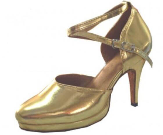 Gold Leather Closed Toe Samba Platform Dance Shoes