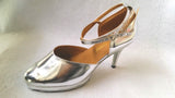 Silver Leather Closed Toe Samba Platform Dance Shoes