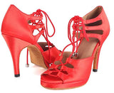 Red Satin Samba Platform Dance Shoes