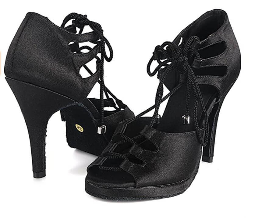 Black Satin Samba Platform Dance Shoes